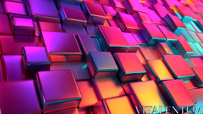 Chromatic metal cubes form dense reflective geometric surface