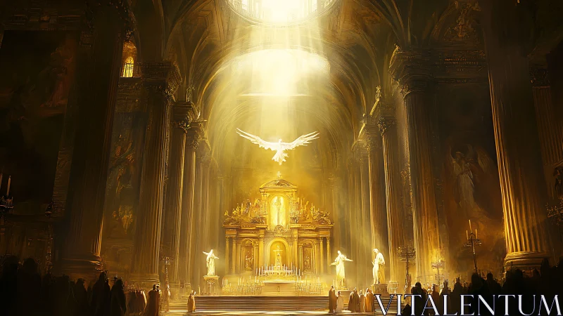 Cathedral of sunlit feathers and murmured gold prayers.