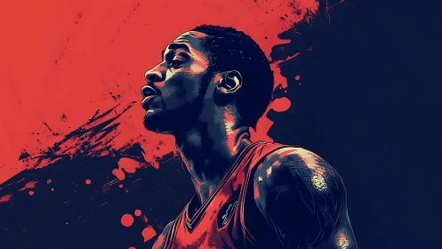 Pop art basketball portrait with dynamic splash abstraction.