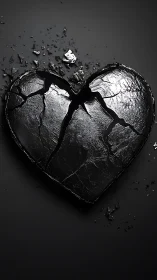 Fractured Heart Shattering Against Dark Void.