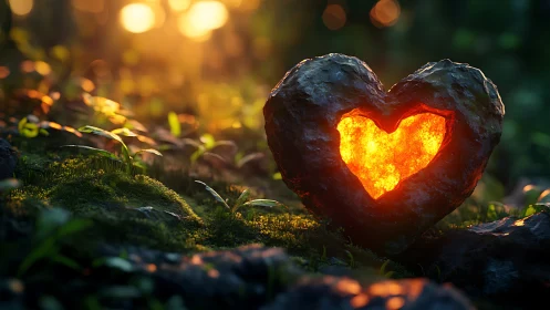 Glowing Heart of Light in Forest Magic.