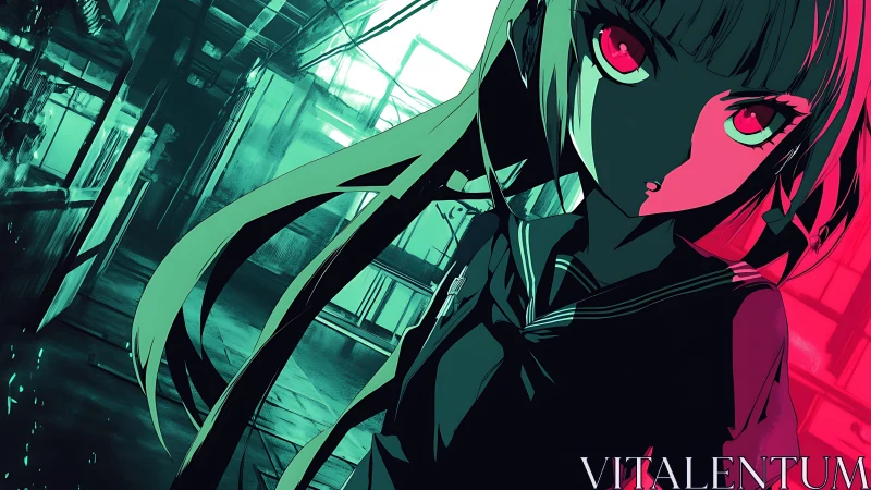 Neon corridors and a sharp‑eyed schoolgirl in mid-turn.