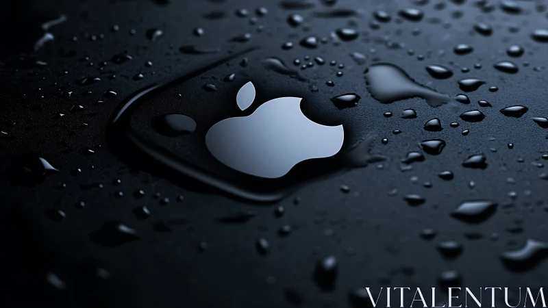 Apple logo water droplet optical effect visualization.