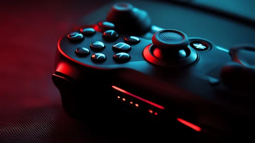 Gaming Controller Glows in Neon Light.