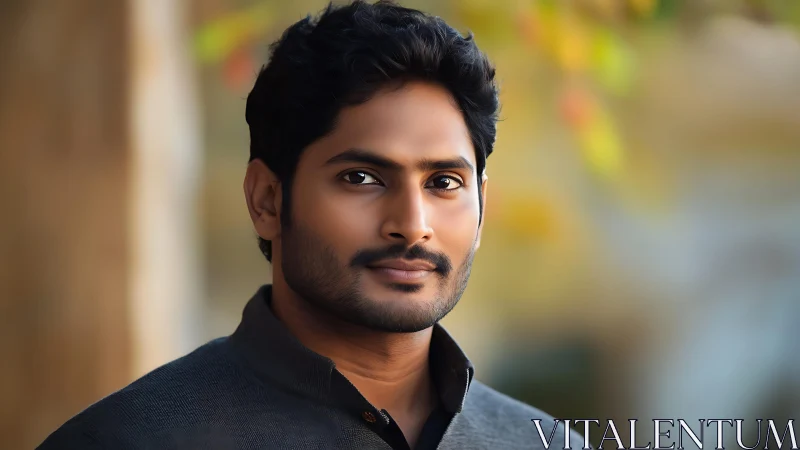 Portrait of a confident man in warm outdoor light.