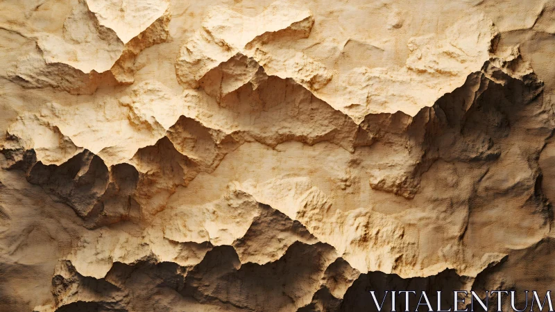 Textured Beige Rock Cliff Surface with Realistic Shadows.