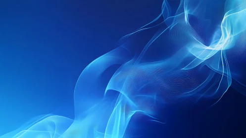 Abstract Blue Smoke Waves on Gradient Background, Digital Art.