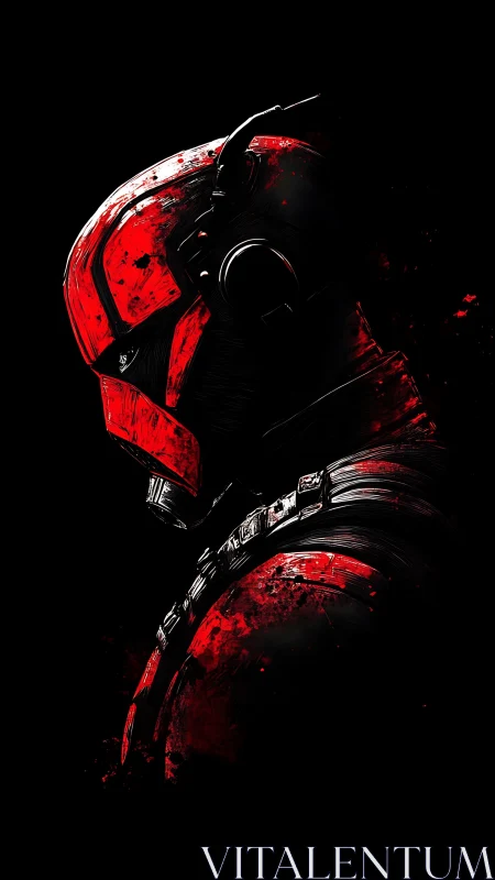 Scarlet cyber-sentinel bows into the shadows of silence