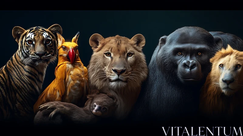 Apex Predators and Primates: Magnificent Wildlife Specimen Assemblage.