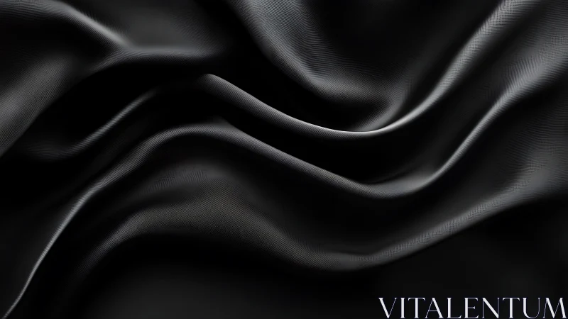 Black Silk Fabric Waves with Subtle Light Reflections