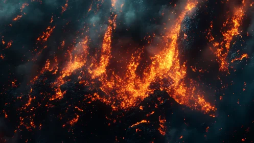 Incandescent particle dispersion pattern with orange luminescence.