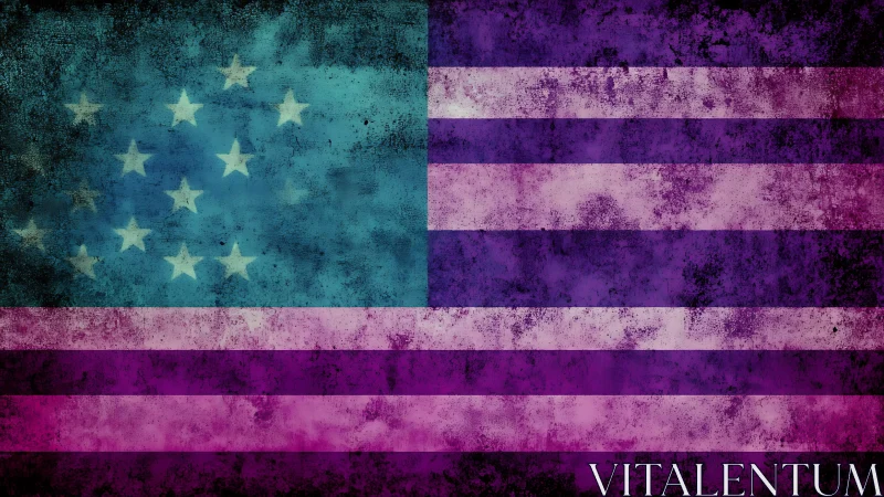 Grunge reinterpretation of a starry striped flag design.