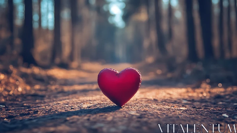Crimson Heart on Forest Path: Shallow Depth Composition.