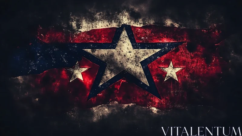 Grunge-rendered tricolor banner with central distressed star emblem
