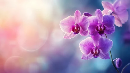 Purple orchids displaying bilateral symmetry with crimson centers