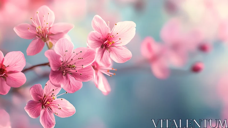 Pink Cherry Blossoms in Spring Bloom.