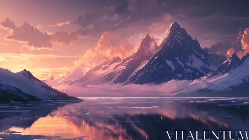 Twilight crowns on glacier peaks above mirror-still waters.