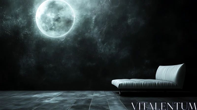 Moonlit sofa sanctuary in a velvet-black minimalist dream.