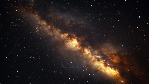 Photorealistic Milky Way band with dense galactic core profile.