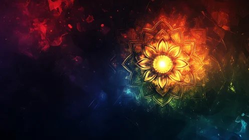 Radial luminous mandala with spectral nebula gradients.