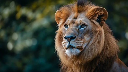 Warm sunset lion gazing softly across the quiet savanna.