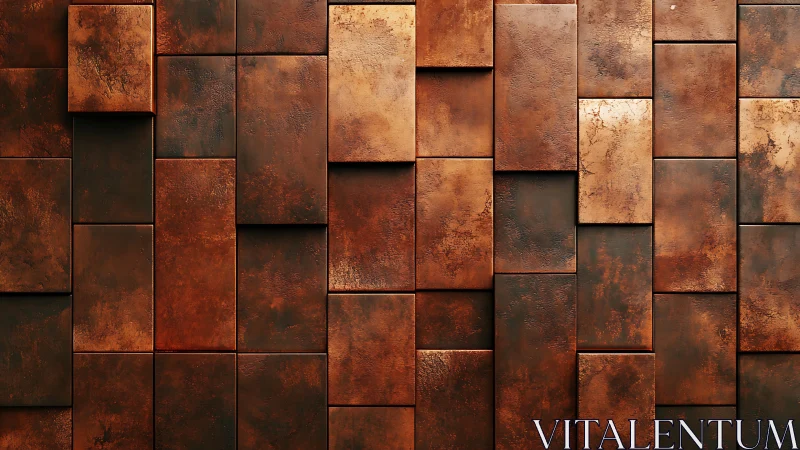 Oxidized copper wall panels with staggered modular layout