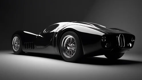 Black retro concept racer with sculpted aerodynamic body.