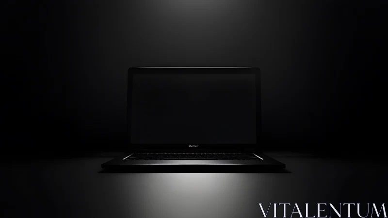 Midnight laptop waits like a quiet portal in the dark