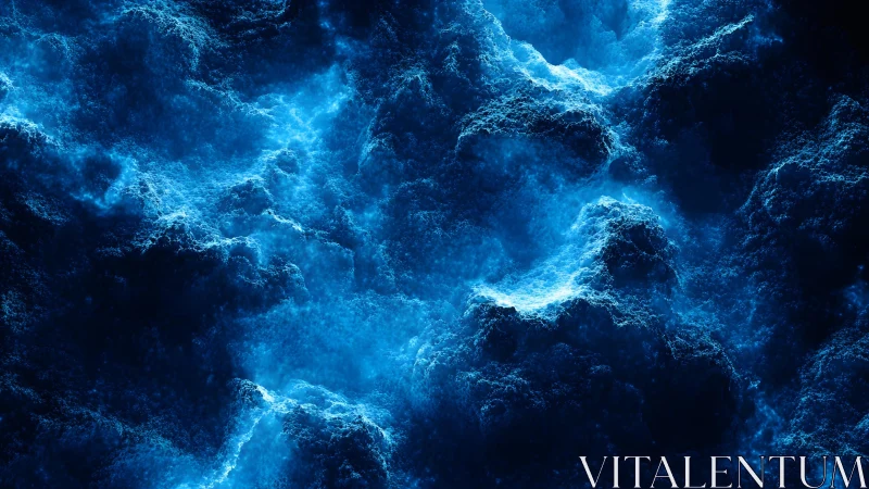Abstract Blue Nebula Texture in Digital Art Style.
