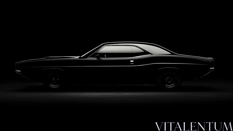 Classic muscle car silhouette in low key studio lighting.