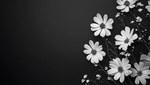 Black and White Floral Arrangement with Daisy Blooms.