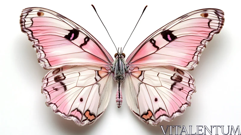 Soft pink butterfly wings unfold in delicate symmetry.