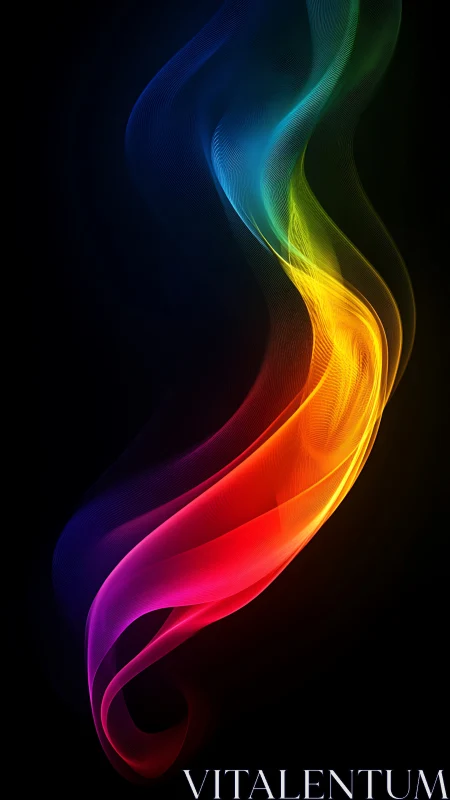 Graceful ribbon of rainbow light dances across the dark