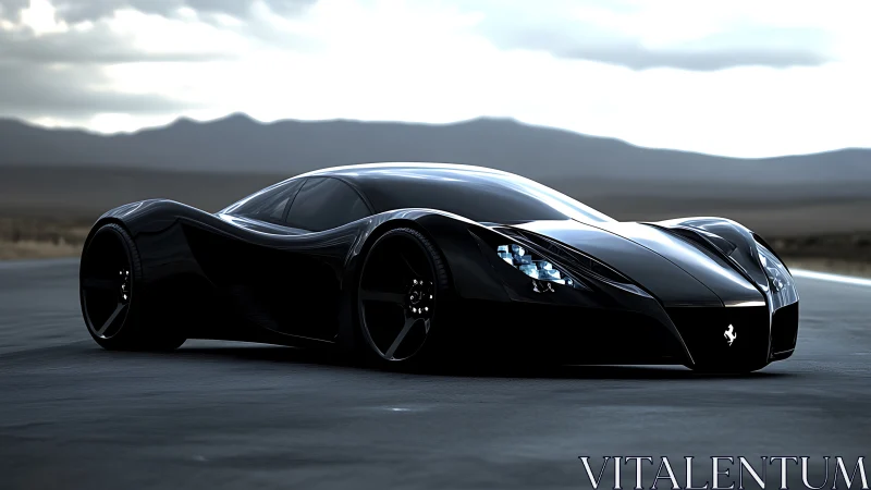 Photorealistic black hypercar with fluid aerodynamic surfacing.
