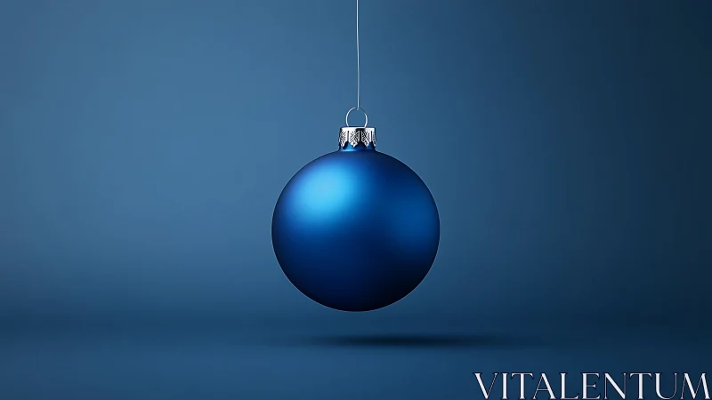 Solitary sapphire ornament hovering in midnight blue calm.