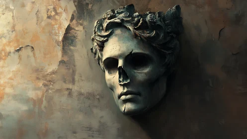 Marble ghost of a fallen god quietly negotiates with decay