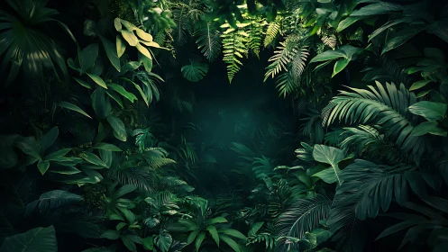 Tropical Foliage Frame with Luminous Canopy Opening