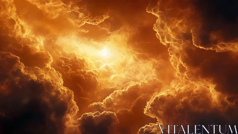 Inferno Sky Cathedral: Divine Fire Through Golden Clouds.