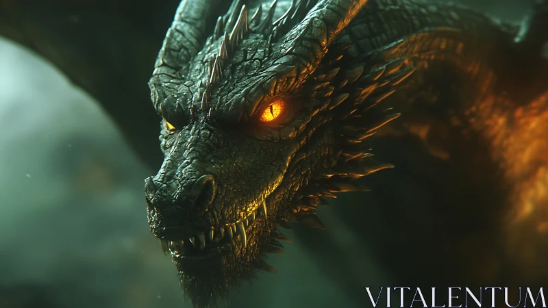 Molten-eyed dragon leans through mist and measures your courage