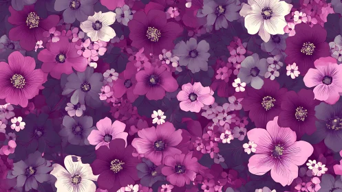 Radiant Floral Symphony in Vibrant Pink and Purple Tones