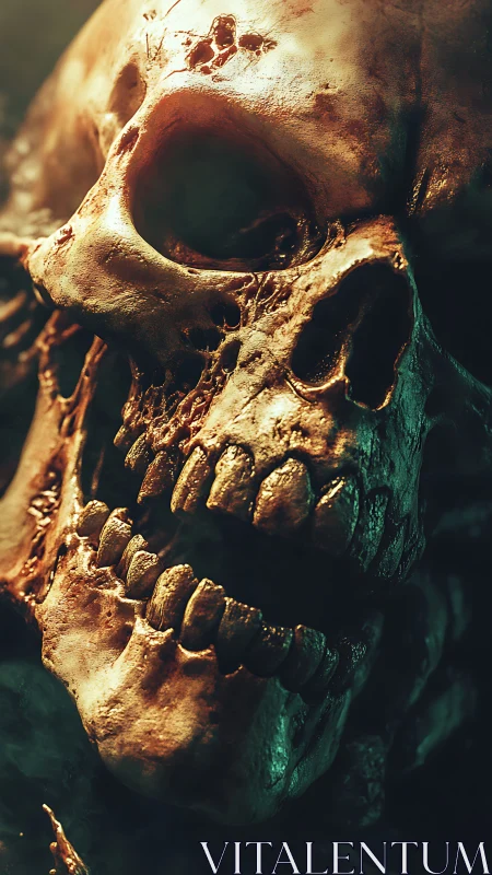 Gleaming skull study glows with eerie cinematic drama