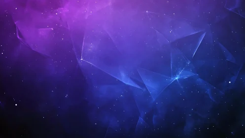 Nebulous violet space unfolds with crystalline light shards