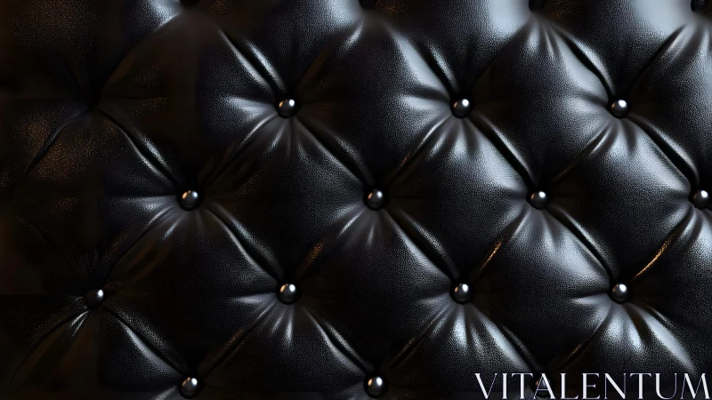 Luxurious Black Leather Tufted Upholstery Background, Modern Style.