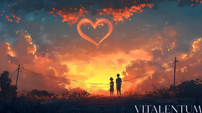 Two Hearts Under a Glowing Sky.