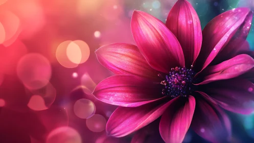 Vibrant Magenta Bloom Glowing in Soft Atmospheric Bokeh