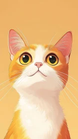 Orange and White Cat with Large Yellow Eyes.
