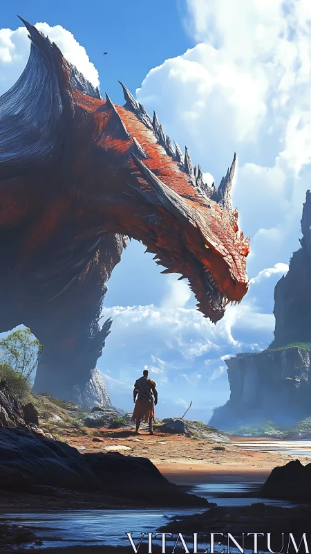 Quiet courage beneath the gaze of a sky-high dragon.
