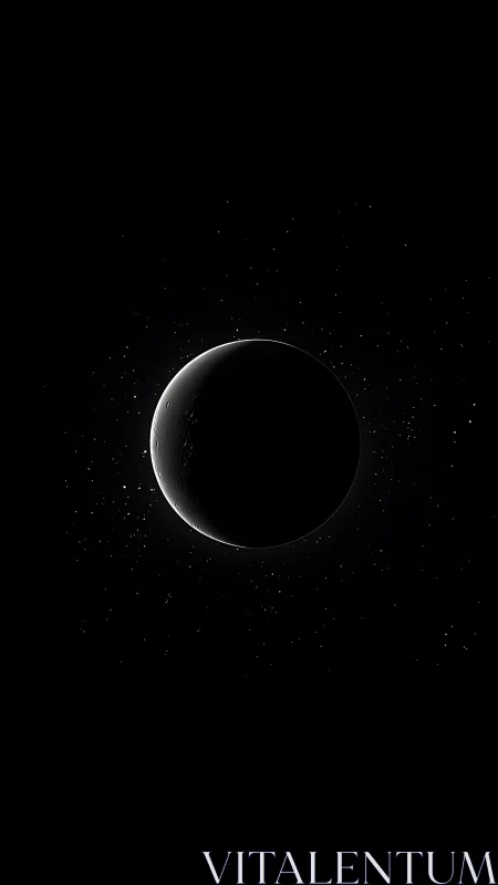 Gentle crescent planet glows softly in a quiet starfield