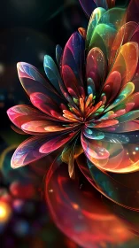 Fractal petal structure renders luminous multicolor spectral bloom