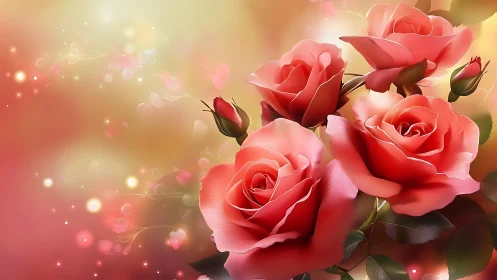 Crimson Roses Bloom Into Luminous Splendor